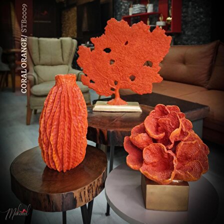 mercan bitkisi turuncu Dekoratif Obje ve Biblo masa dekorasyon salon Aksesuarları Konsol Şifonyer