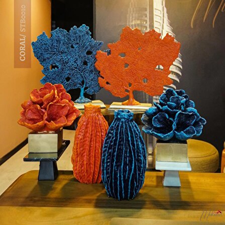 mercan bitkisi turuncu Dekoratif Obje ve Biblo masa dekorasyon salon Aksesuarları Konsol Şifonyer