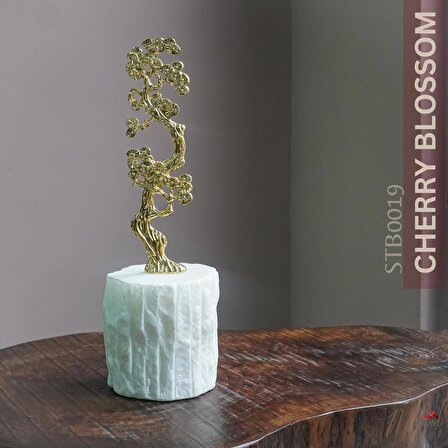 Metal ağaç dalı seti tasarımlı BEYAZ MERMER ürün dekoratif Komodin Konsol Şifonyer Dresuar