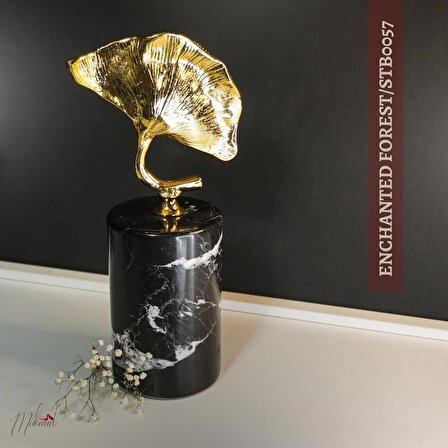 siyah mermer Dekoratif Kaseler 3'lü altın metal yaprak tasarımlı dekorasyonu odası Aksesuarları