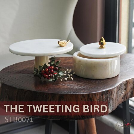 Beyaz yuvarlak tabak kuş ve kase 2'li setler mermer dekoratif tabak ve kase masa dekorasyon