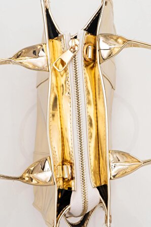 Hologram Suni Deri Kadın Omuz Çantası Gold Altın Askılı Parlak Çanta