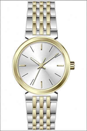 Gümüş ve Altın Renkli Klasik Kadın Kol Saati: Zamansız Şıklık STC12012