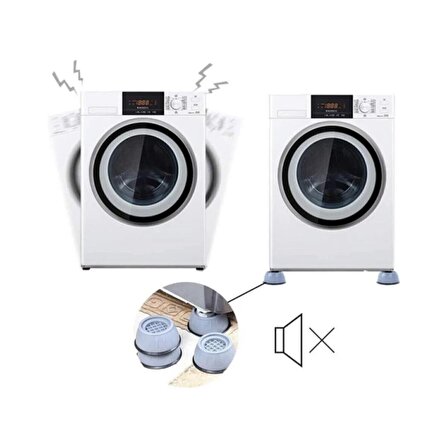 Çamaşır Makinesi Titreşim Önleyici Kaydırmaz Vantuzlu Stoper Set 4'lü Beyaz Eşya Altlığı Ayağı