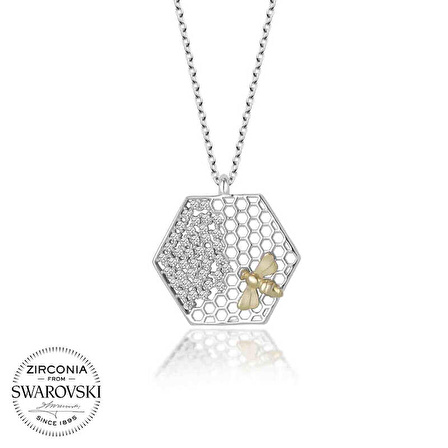 Swarovski Taşlı Gümüş Arı Bayan Kolye