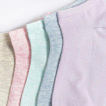 Bolero 5'li Soft Renkli Yazlık Düz Kadın Patik Çorap