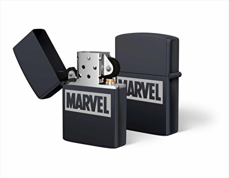 Marvel Logolu Benzinli Metal Çakmak Lazer Kazıma