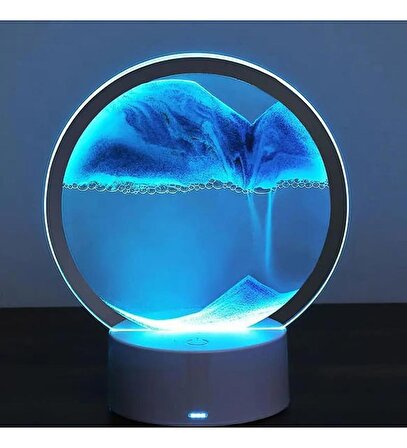 Ev Ofis Dekorasyonu Hediye 7 inç Kum Sanatı 3D Led Işıklı Kum Saati Gece Lambası Kum Sanatı Mavi