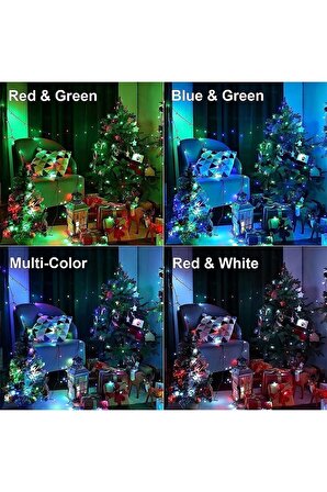 Renkli 10 Metre 100'lü Ledli Yılbaşı Ağaç Işık 8 Fonksiyonlu Rgb Renkli Işık Pirinç Dekoratif Led