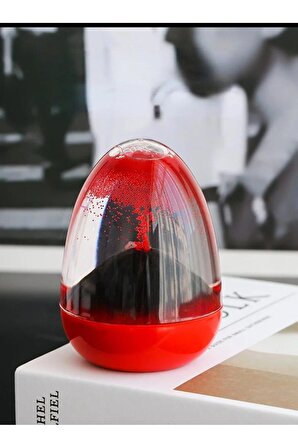 Dekoratif Şık Görünümlü Kum Saati Volkan Patlaması Kırmızı Kum Saati Ev Ofis Masa Üstü Hediyelik