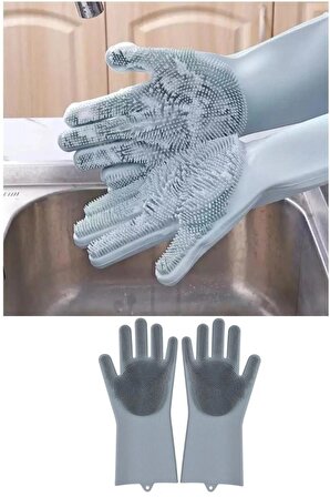 Magic Gloves Temizlik Eldiveni Mutfak Banyo Temizleme Sihirli Silikon Bulaşık Eldiveni Tırtıklı
