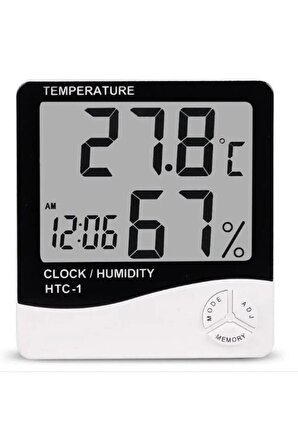 Dekoratif Masa Saati Dijital Termometre Isı Nem Oda Sıcaklığı Ölçer Alarmlı Masa Saati