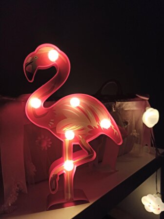 Dekoratif Hediye Çocuk Odası Dekoratif 3D Led Flamingo Gece Lambası 22 cm