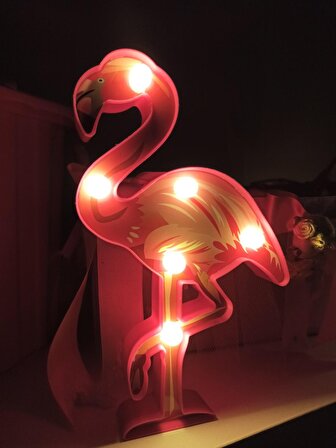 Dekoratif Hediye Çocuk Odası Dekoratif 3D Led Flamingo Gece Lambası 22 cm