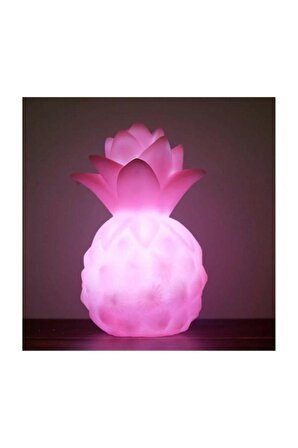 Dekoratif Hediye Çocuk Odası Pembe Ananas Gece Lambası Led Işıklı Silikon Lamba