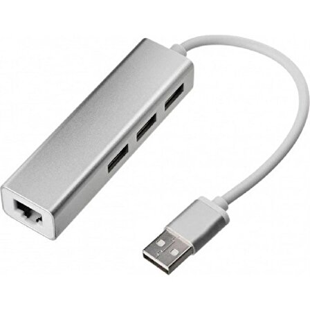 YENİLZD Aluminyum USB to RJ45 Ethernet + USB 3 Port HUB Çoklayıcı