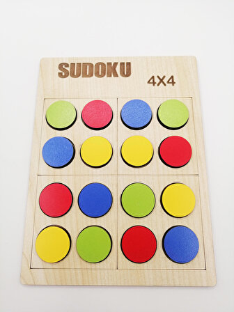 Montessori Ahşap Kolay Renkli Sudoku 4 x 4