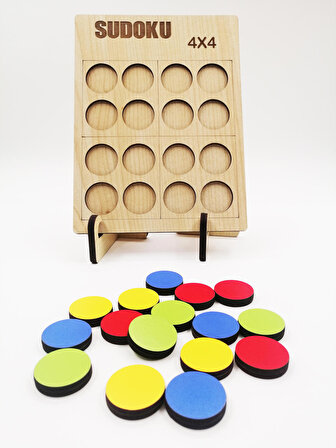 Montessori Ahşap Kolay Renkli Sudoku 4 x 4