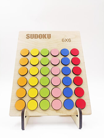 Montessori Ahşap Orta Seviye Renkli Sudoku 6 x 6