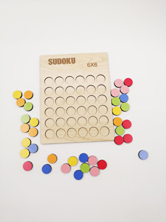 Montessori Ahşap Orta Seviye Renkli Sudoku 6 x 6