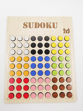 Montessori Ahşap Zor Seviye Renkli Sudoku 9 x 9