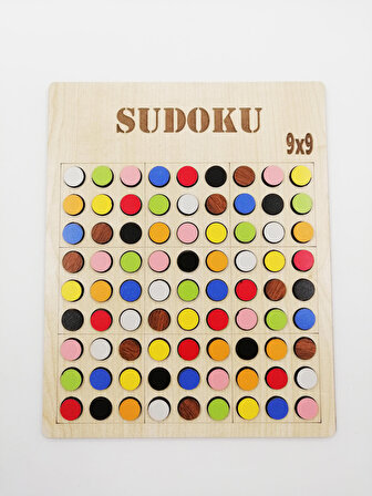 Montessori Ahşap Zor Seviye Renkli Sudoku 9 x 9