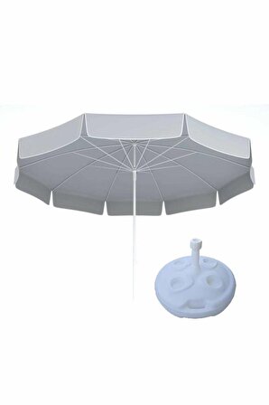 10 Telli Plaj Balkon Bahçe Şemsiyesi Eğilebilir 200 cm Çap Bidon Dahil