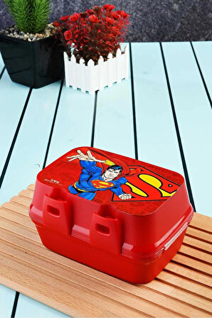 Optizon Süperman Dikdörtgen Çatallı Kaşıklı Beslenme Kutusu