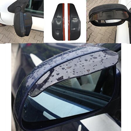 Universal Silikon Esnek Araç Oto Yan Ayna Yağmur Koruyucu Önleyici Yağmur Siperliği Siyah 2'li Takım