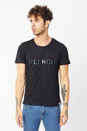 Detroit Baskılı T-shirt