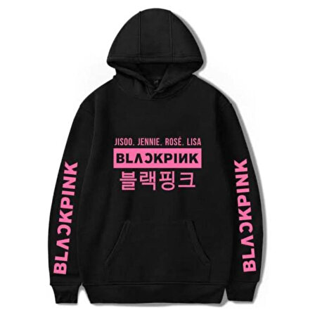 Köstebek Siyah K-Pop Black Pink Jisoo Jennie Rose Lisa (Unisex) Kapüşonlu