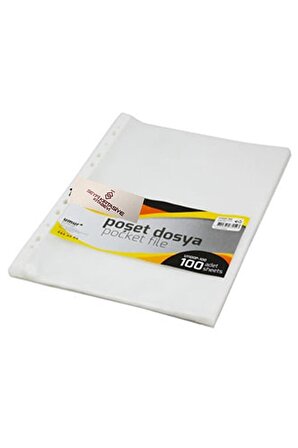 100 Adet Şeffaf Poşet Dosya 35 Mikron Föy Dosya 100'lü Paket