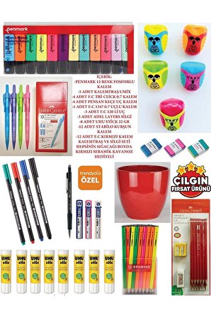 Dev Kalem Kırtasiye Seti-uçlu Kalem-fosforlu Kalem-silgi-yapıştıcısı Ve Birçok Ürün