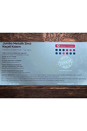 SÜPER YIKANABİLİR JUMBO METALİK SİMLİ KEÇELİ BOYAMA KALEMİ 12 RENK TÜRK MALI 3-5 MM UÇ