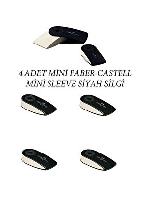 4 Adet Mini Sleeve Siyah Silgi