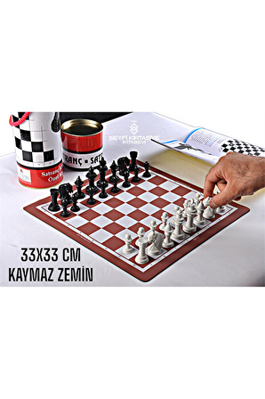 33x33 CM LÜX SATRANÇ TAKIMI KUTULU VE ÖĞRETİCİ KİTAP HEDİYELİ KAYMAZ ZEMİN