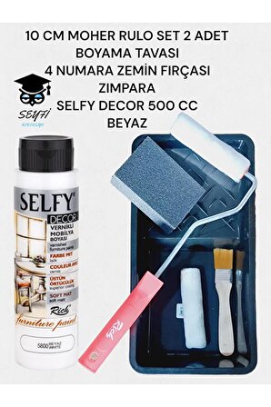Selfy Decor 500 Cc (750 Gr) Kendinden Vernikli Akrilik Dolap Boyama Seti + rulo tava fırça zımpara