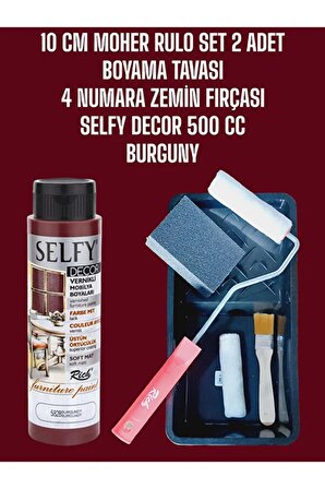 Selfy Decor 500 Cc (750 Gr) Kendinden Vernikli Akrilik Dolap Boyama Seti + rulo tava fırça zımpara