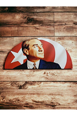 5 BÖLMELİ AHŞAP MASAÜSTÜ KALEMLİK ATATÜRK DESEN HEDİYELİK 8CMX12CMX26CM EBAT ORGANİZER