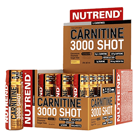 Nutrend L-Carnitine Shot 3000 mg 20 Ampül Portakal Aromalı Karnitin Likit