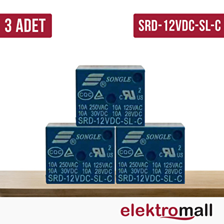 SRD-12VDC-SL-C - 12V ROLE 10A 5PİN (3 Adet)