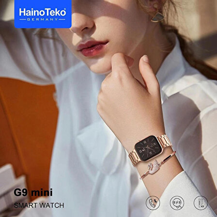 SÜPER HEDİYE BAYAN SAATİ Haino Teko G9 Mini Gold Yetişkin 41MM Kadın Akıllı Saat 3 KORDON-BİLEKLİK HEDİYELİ