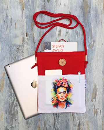 Askılı Kitap / Tablet / Ebook Çantası – Kılıfı ( Frida Yüz )