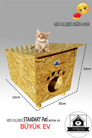 Kedigram Kedi Kulübesi Su Geçirmez Tek Katlı Ayaklı Kedi Evi Açık Kahverengi 