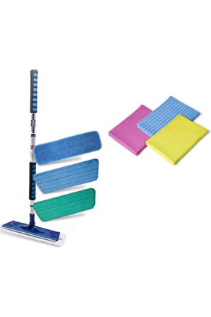 Silva Mikrofiber Mop 3 Lü Set + Klasik 3 Lü Temizlik Bezi