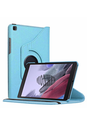 Monker Samsung Galaxy Tab A7 Lite T220 Uyumlu Mavi 8.7 inç Tablet Kılıfı Dönebilen Standlı Suni Deri