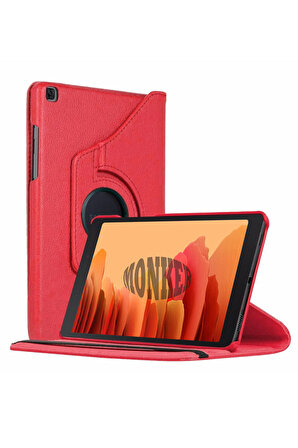 Monker Samsung Galaxy Tab A7 T500 Uyumlu Kırmızı 10.4 inç Tablet Kılıfı Dönebilen Standlı Suni Deri