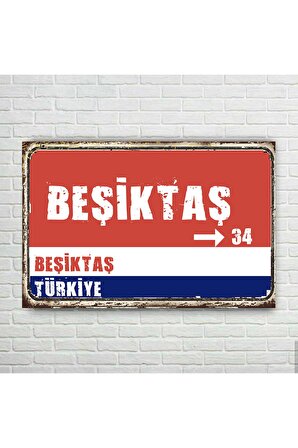 Beşiktaş Tabela Retro Ahşap Poster