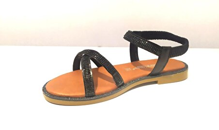 CUDO 280Z Lastikli Taş Detaylı Günlük Kadın Sandalet