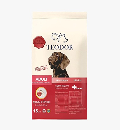 TEODOR Adult Yüksek Enerjili Kuzulu-Pirinçli Köpek Maması